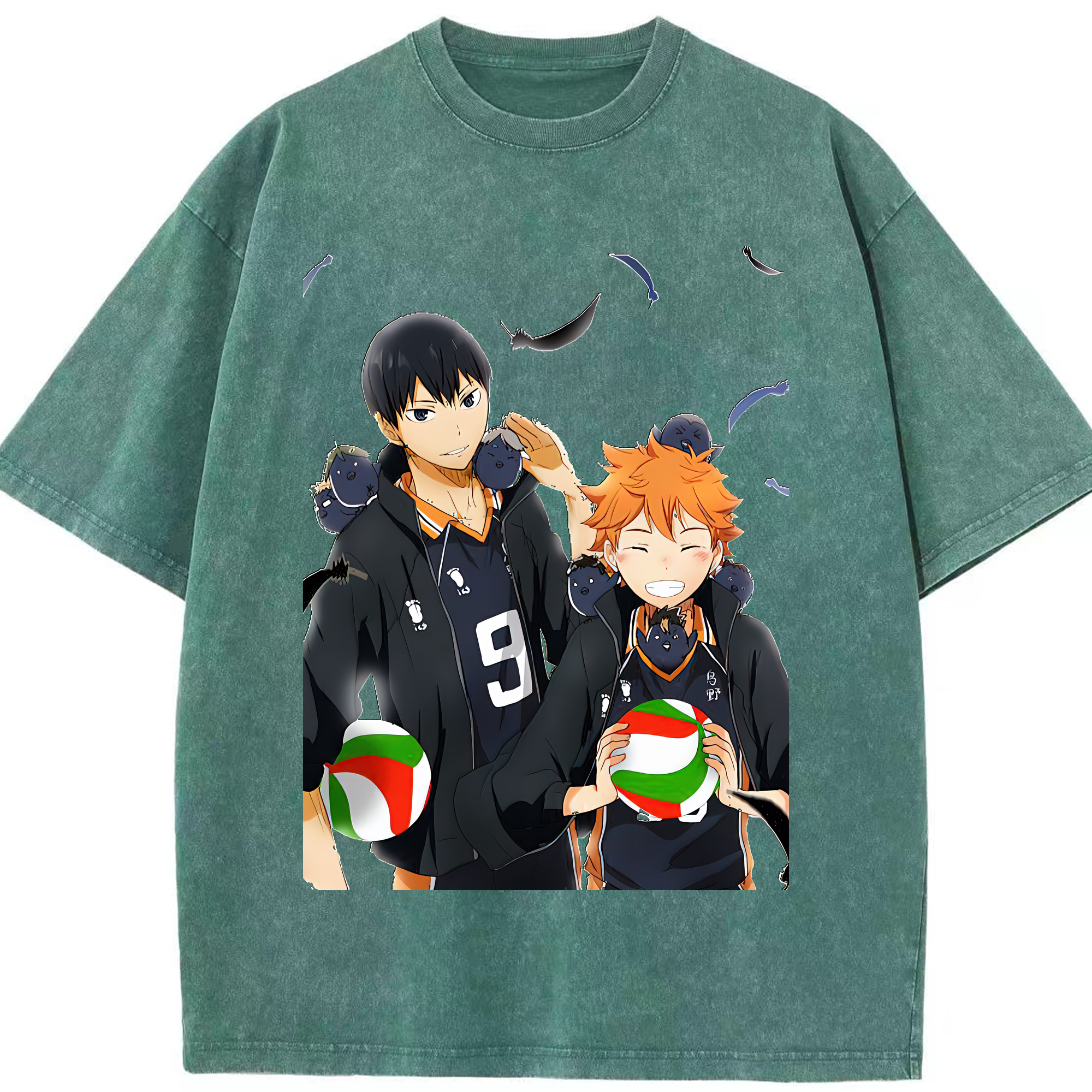 （画像用） ハイキュー!! Haikyu!! 綿100% ヴィンテージ風 半袖Tシャツ（フロントプリント）